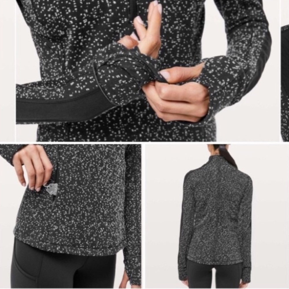 LULULEMON RUN BRISKLY 1/2 ZIP-JACQUARD BLACK/WHITE - Picture 2 of 14